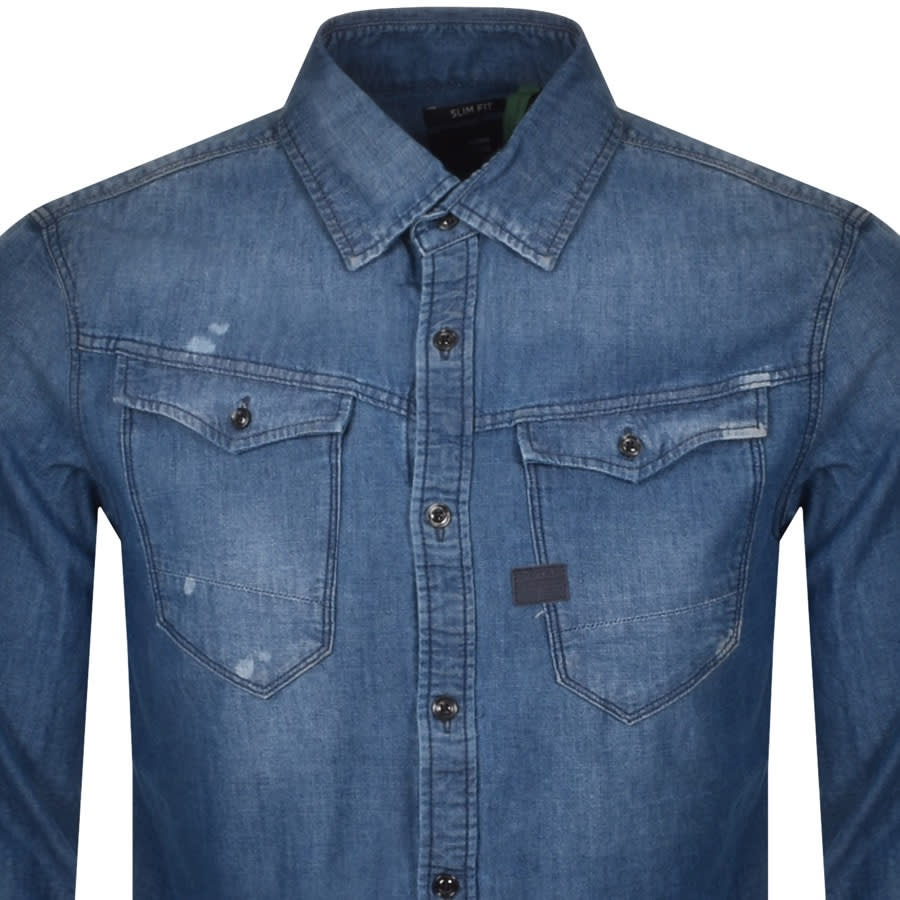 Alternative Image for ProductG Star Raw Slim Arc 3D Long Sleeved Shirt Blue2